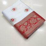White And Red Silk Saree