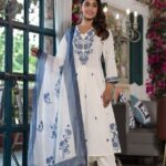 White And Blue Fancy Chudidar
