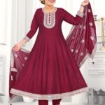 Maroon Flared Kameez