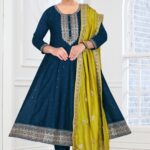 Sea Blue Flared Kameez