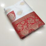 White And Red Silk Saree