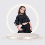 Dark Blue Girls Dhoti Set