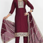 Wine Salwar Kameez