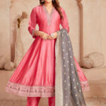 Pink with gray Fancy Churidar