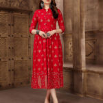 Red Soft Cotton Fancy Kurti
