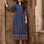 Peacock Blue Soft Cotton Fancy Kurti