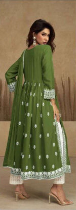Olive Green Long Churidar - Image 2