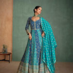 Navy blue with Sky Blue Gown