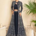 Navy Blue Lahenga with Jacket
