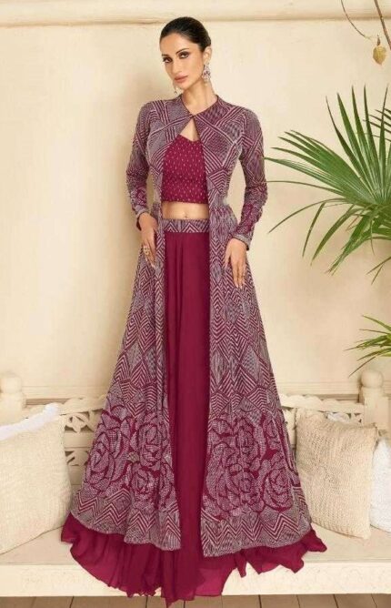 Rani  Pink Lahenga with Jacket