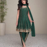 Bottle Green Dhoti Suit