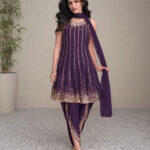 Dark Purple Dhoti  Suit