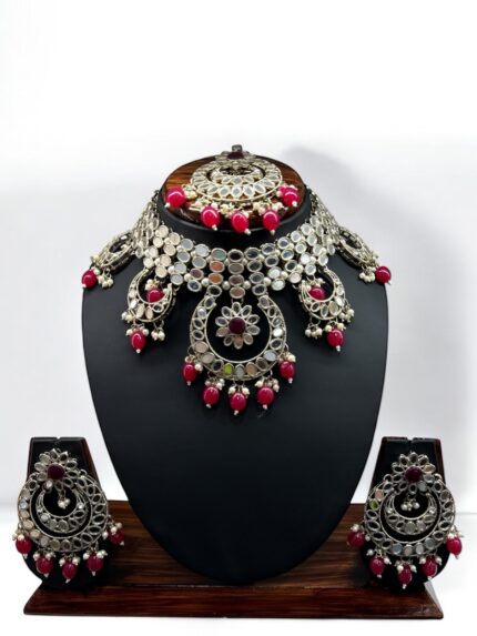 Pink Half Moon Style Necklace Set