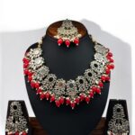 Watermelon Red with mirror Necklace Set