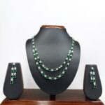 Silver with Green A.D Necklace Set