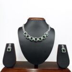 Green with Silver A.D Necklace Set