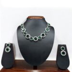 Silver & Green A.D Necklace Set