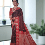 Dark Maroon with Red Soft Silk Saree