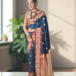 Teal with Pink Soft Silk Saree