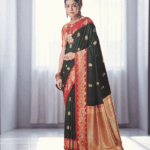 Green with Red Soft Silk Saree