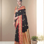 Black with Red Soft Silk Saree