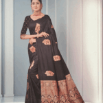 Teal Soft Silk Saree Black