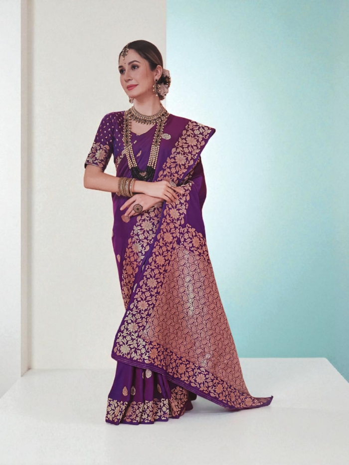 7_102902 Purple Soft Silk Saree - Image 1