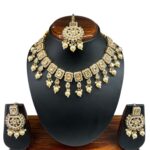 Gold Pearl with Stone Necklace Set
