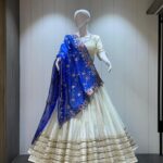White with Blue Lahenga