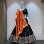 Black with orange Lahenga