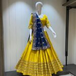 Mustard with Blue Lahenga