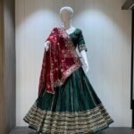 Bottle Green with Maroon Lahenga