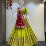 Lemon Yellow with Red Lahenga