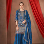Peacock Blue Short top Plazzo