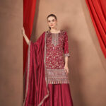 Maroon Short top Plazzo