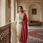 Gold with Red Salwar Kameez