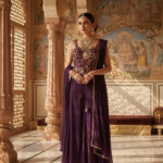 Purple Short Top Plazo Suit