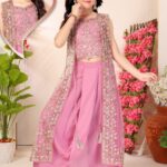 Light Pink girls Lahenga with jacket