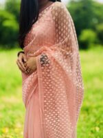 Soft Net Sequence Embroidered Saree - Image 2
