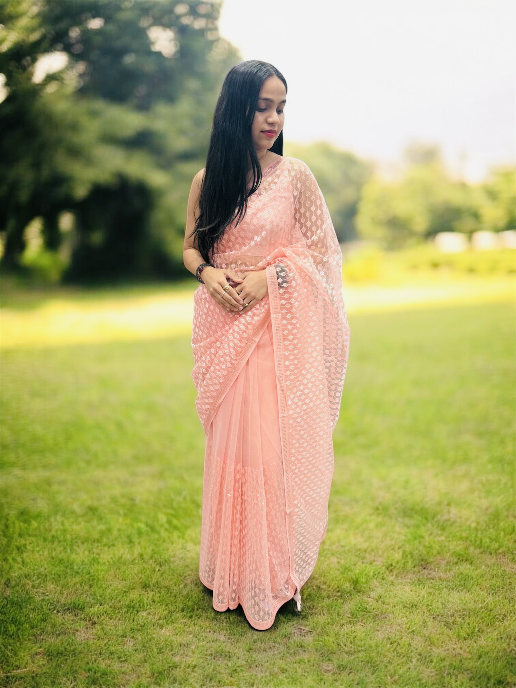 102931-1 Soft Net Sequence Embroidered Saree - Image 1